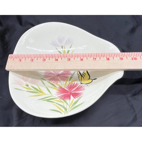Vintage Red Wing Abstract Pink Spice Floral Butterfly Lug Handle Serving Bowl - Picture 11 of 11
